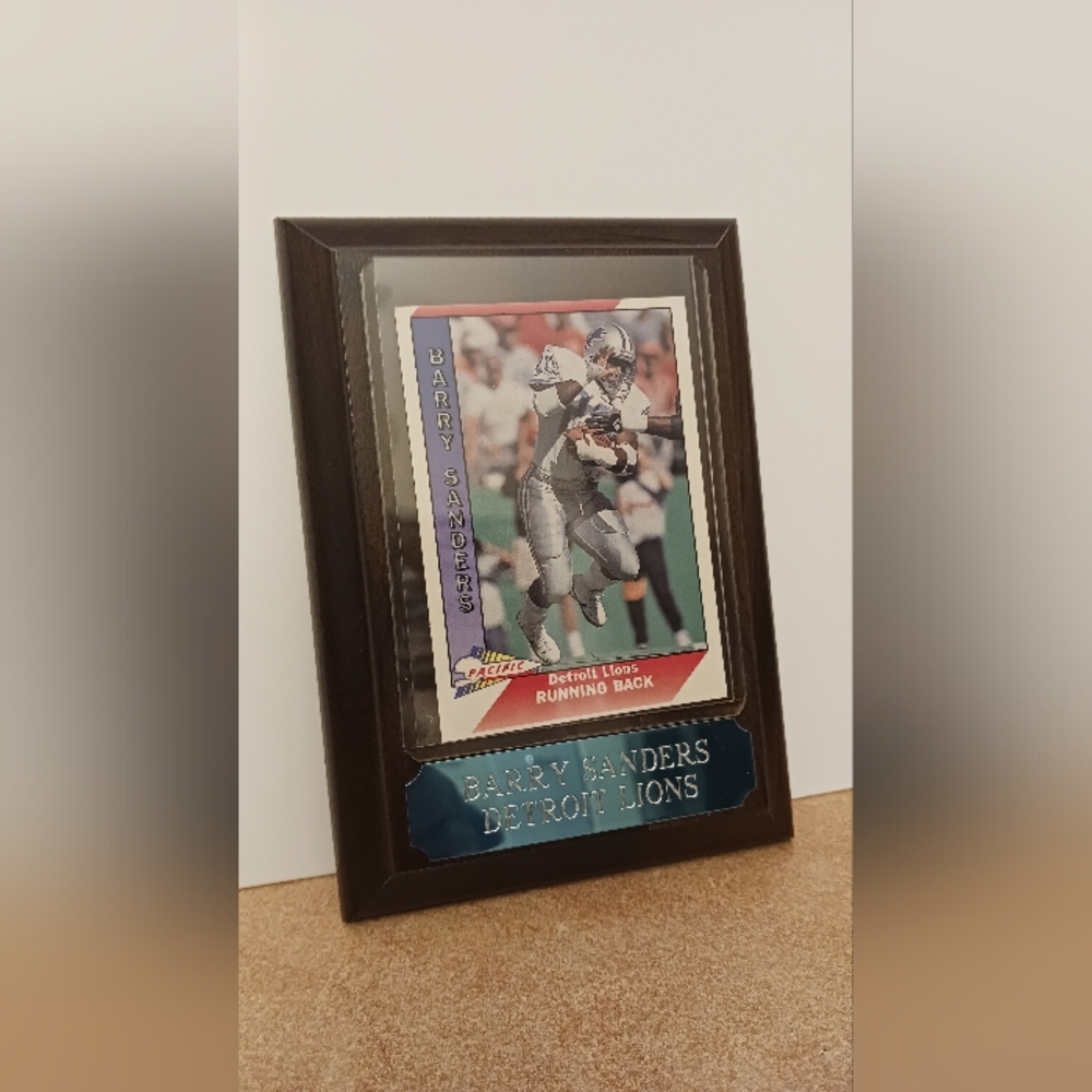 Barry Sanders Detroit Lions Plaque 1991 Pacific Card # 144
